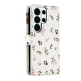 thumbnail image 3 of Wallet Case For Samsung Galaxy S26 Ultra 5G 6.9-inch, Flower Pattern Flip Zipper Purse Leather Cover With Card Holder, Detachable Wristlet & Shoulder Strap, Shockproof ,Kickstand Phone Case For Women, 3 of 9