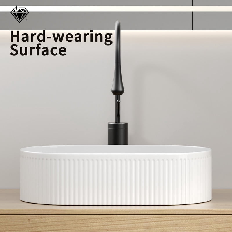 TICOZE Oval 19" Vessel Sink – Above-Counter Bathroom Sink with High-Temperature Porcelain, Modern Vanity Sink Design for Vanity Bowl Sink Applications as a Ceramic Bathroom Sink