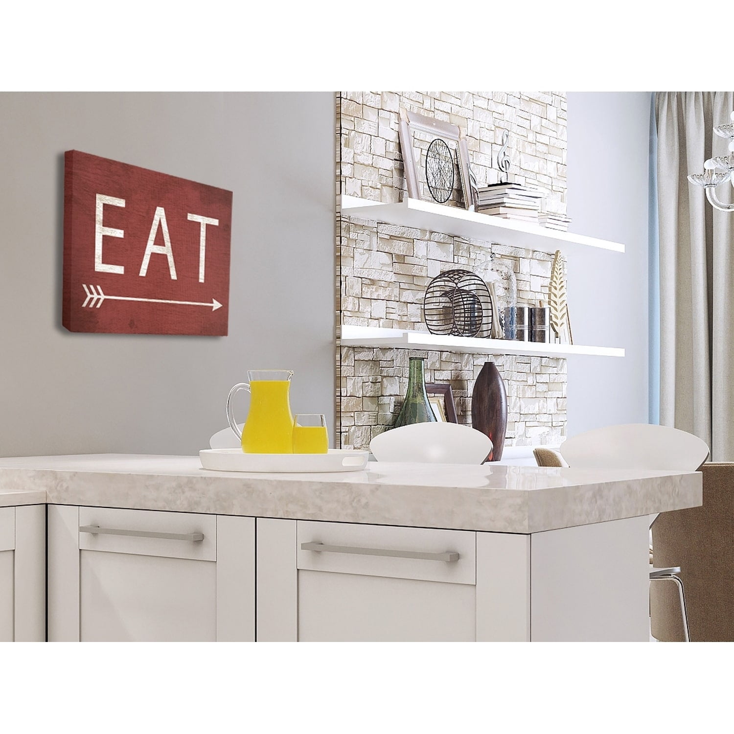 Stupell Industries Eat With Arrow Red Typography Painting Gallery Wrapped Canvas Art Print Wall Art, 24 x 30