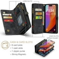 thumbnail image 3 of For iPhone 15 Pro Max Wallet Case,Zipper Folio Leather Case Wallet with Card Holder,Strap Wristlet,Detachable Magnetic Protective Back Case for iPhone 15 Pro Max 5G 6.7 Inch, 3 of 7