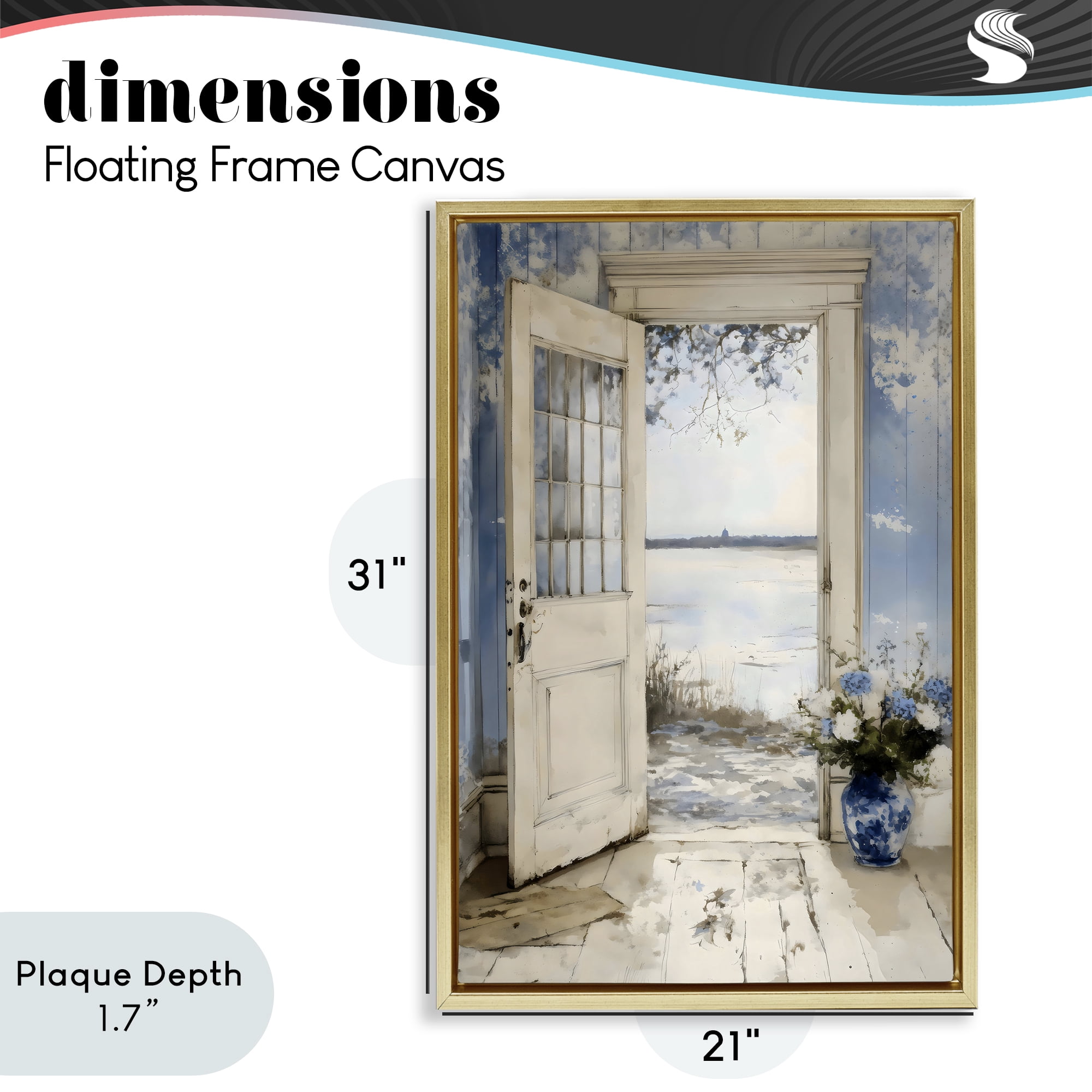 Stupell Industries Blue Country Cottage Doorway Gold Framed Floater Canvas Wall Art, design by LSR Design Studio