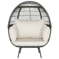 thumbnail image 4 of Gymax Chaise Longue de Patio en Rotin Osier Surdimensionnée pour l'Extérieur, Cadre en Métal, Fauteuil Oeuf avec 4 Coussins, Blanc, 4 of 9