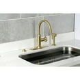 thumbnail image 4 of Kingston Brass KS2437RKX Webb Single-Handle Kitchen Faucet with Knurled Handle and Brass Side Sprayer, Brushed Brass, 4 of 7