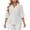 White, variant on Women's Notch Neck Blouse 3/4 Blouson Sleeve Solid Color Ruched Front Button Down Tailored Fit Classic Style Casual Elegant Top
