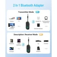 thumbnail image 2 of Bluetooth Transmitter Receiver 2-in-1 Adapter, Wireless Bluetooth Audio Adapter for Airplane, TV, Car, Headphones, 3.5MM Aux, Dual Pairing & Hands-Free Calling, 2 of 7