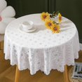thumbnail image 5 of White Color Round Lace Table Cloth Stylish Tabletop Decorative Covering For Study Room Home, 5 of 5
