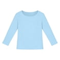 thumbnail image 3 of Breezora Girls Ribbed Knit Long Sleeve Tee Round Neck Slim Fit Casual Basic Top Stretchy Soft Everyday Pullover Shirt 120 Size Light Blue, 3 of 6