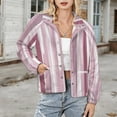 thumbnail image 3 of Jackets for Women Winter Coat Jackets Flannel Stand Collar Jacket(Pink Brushstrokes Abstract Texture Art,Size:S-4XL), 3 of 7