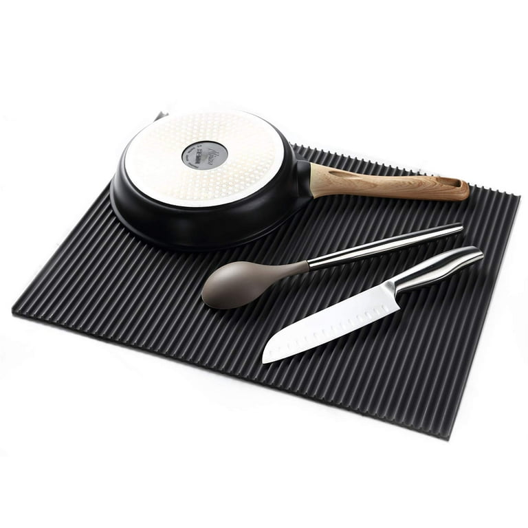 Silicone Dish Drying Mats With Utensils Holder, Heat Resistant