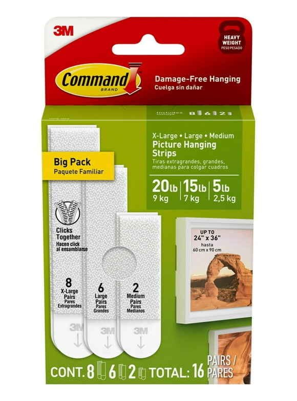 Command Picture Hangers Variety Pack, Damage-Free Hanging, 16 Pairs