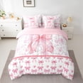 thumbnail image 2 of Feelyou Child Princess Bowknot Twin Bedding Sets 7pcs, Retro Pink Flower Comforter Set, 2 of 8