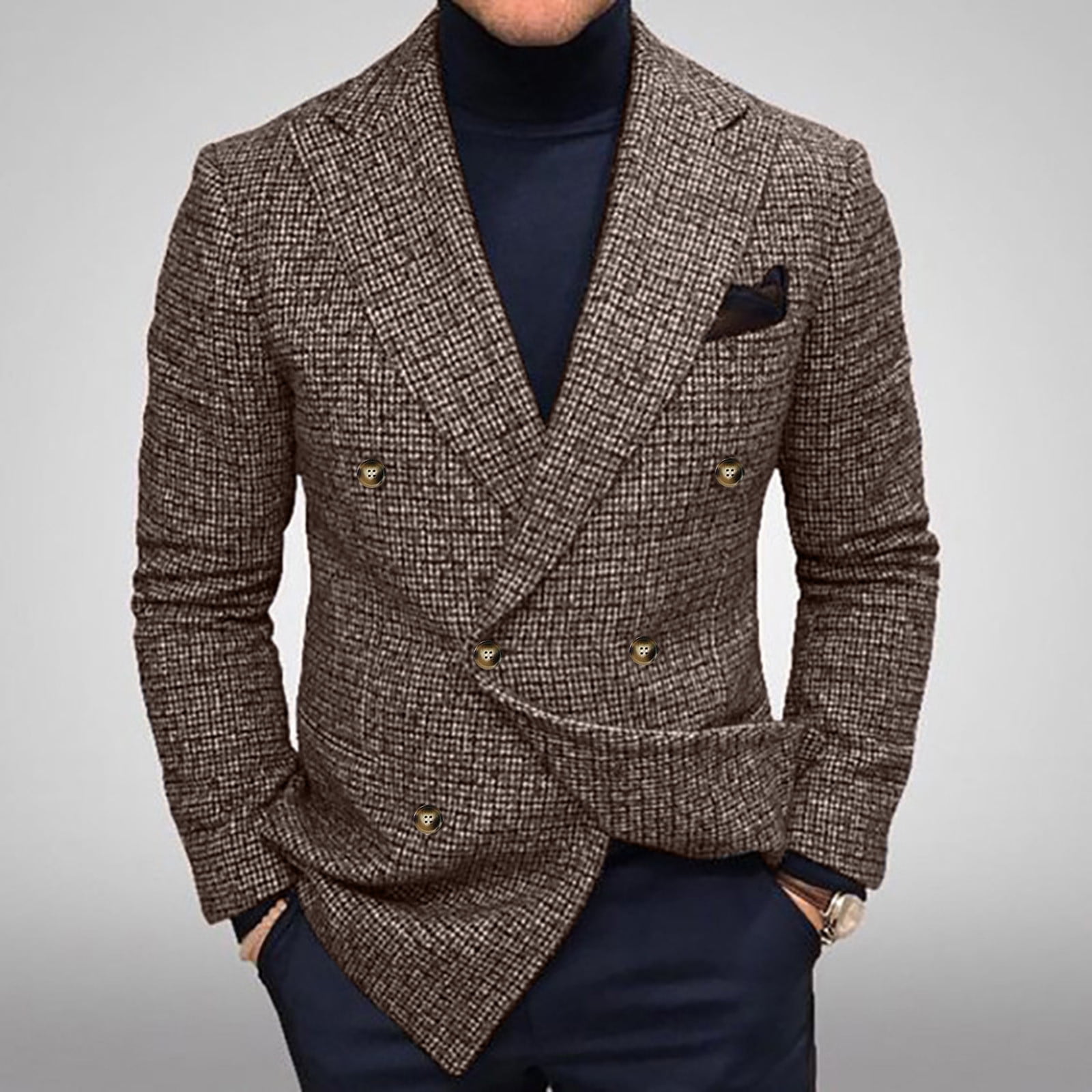 IQYU Heren Blazers Regular Fit Mannelijke Sjaal Revers Een Knop Pak Jas