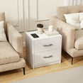 thumbnail image 4 of Gymax 2PCS 2-Drawer Nightstand Modern Bedside Table w/ Storage for Living Room Bedroom White, 4 of 10