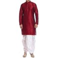 thumbnail image 1 of Royal Kurta Men's Silk Blend Maroon Kurta and Dhoti Set (38, Maroon-White), 1 of 1