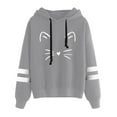 thumbnail image 2 of Gray Hoodies for Women Stripe Long Sleeves Printing Hoodie Sweatershirt Tops Blouse Fall Tops for Women 2025, 2 of 6