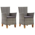 thumbnail image 1 of vidaXL Chaises de Jardin 2 Pcs avec Coussins en Rotin Gris, 1 of 5