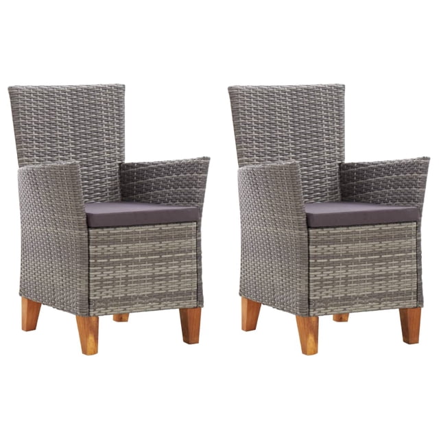 vidaXL Chaises de Jardin 2 Pcs avec Coussins en Rotin Gris