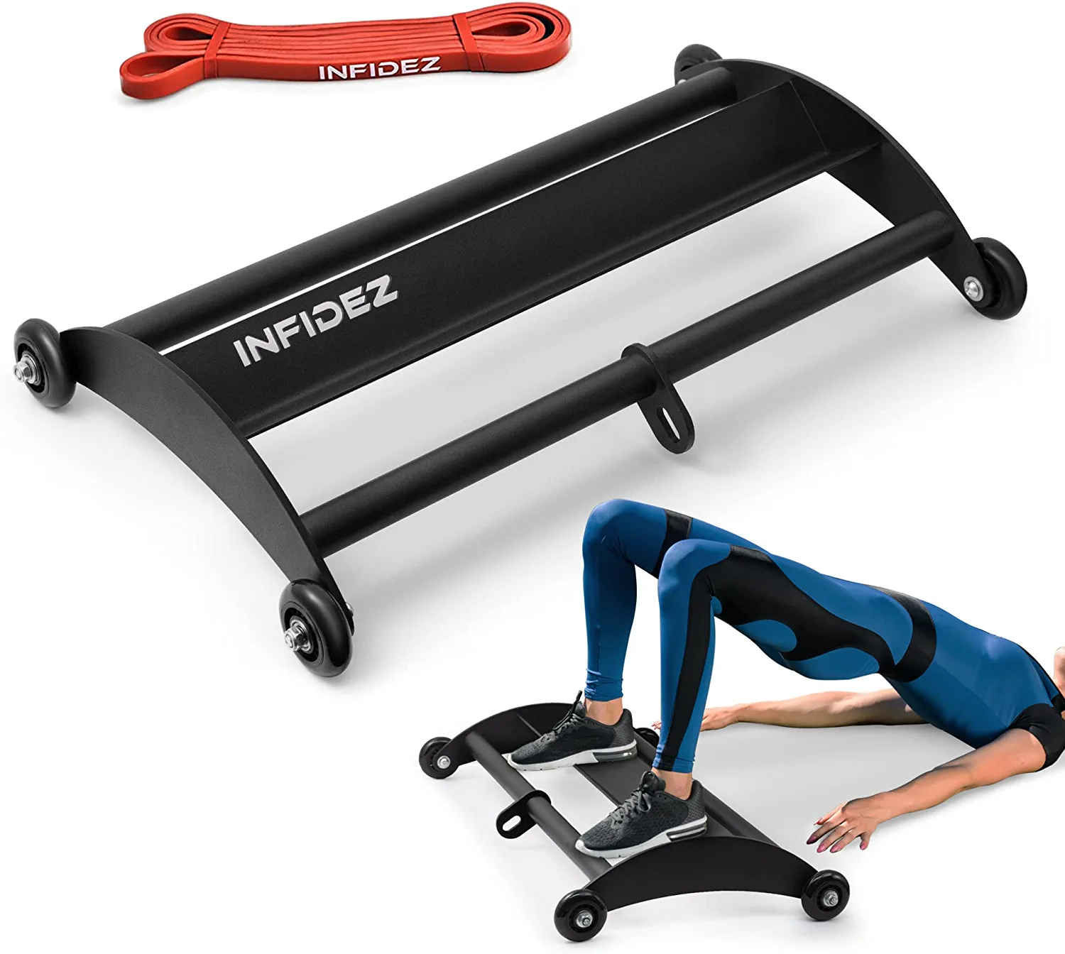 INFIDEZ Ergonomic VShape Glute Ham Glider, Glute Hamstring Roller and