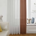 thumbnail image 6 of Boho Brown Leather Texture Sheer Curtains 84 Inches Long, Modern Black Striped Light Filering Curtains, Breathable Simi Curtain Privacy Drapes for Living Room Bedroom Lightweight Window Treatment, 6 of 9