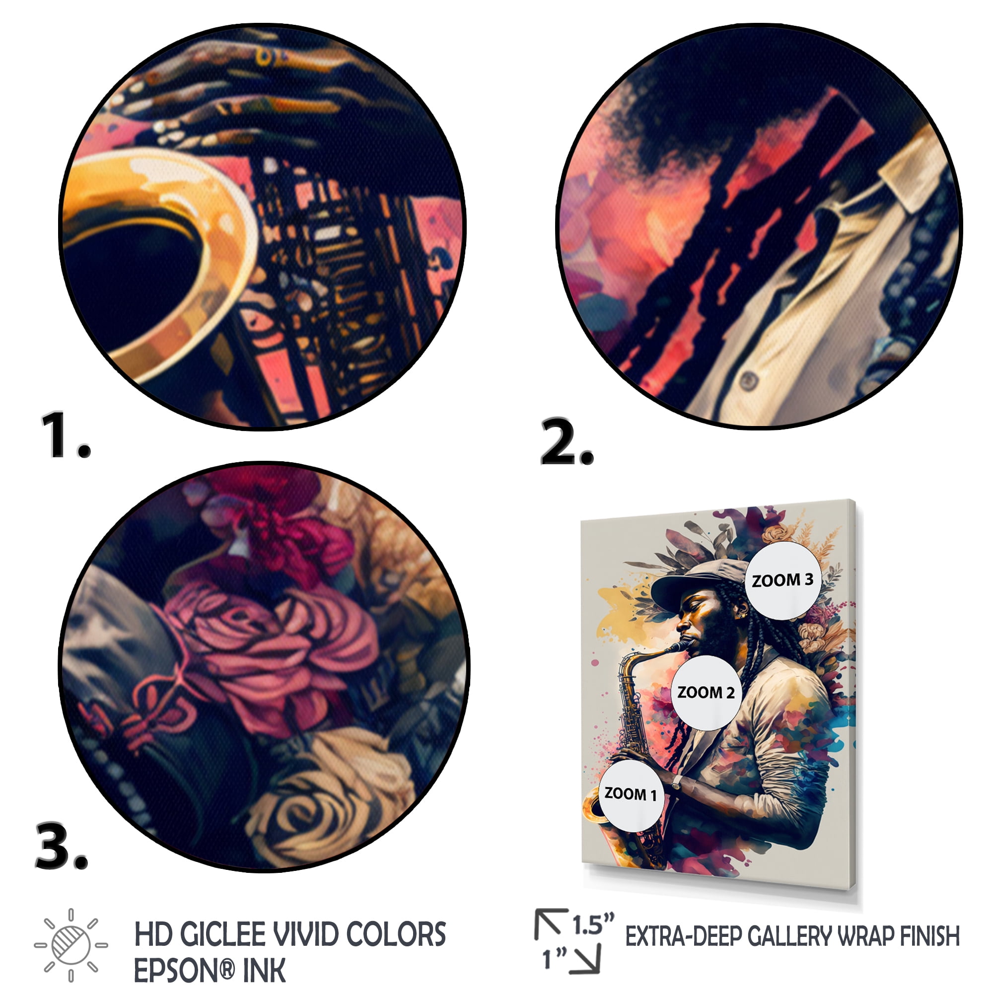 Designart Music Saxophone Player II Canvas Wall Art
