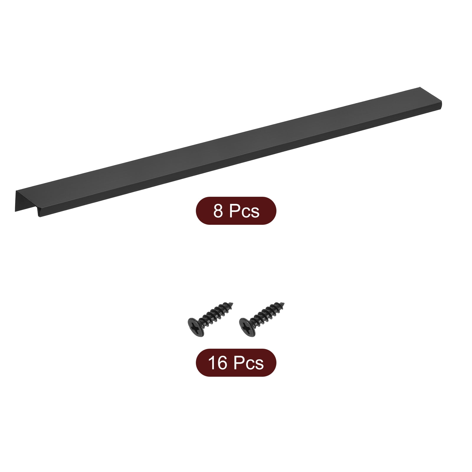 8Pcs Finger Pulls, 400mm/15.75 Inch Aluminum Hidden Cabinet Edge Handles, Modern Concealed Tab Pulls Hardware for Kitchen, Furniture, Drawer, Wardrobe, Black