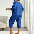 thumbnail image 4 of ylioge XL-5X Plus Size Pajama Sets for Women 2 Piece 3/4 Sleeve Tops and Capris Pants Casual Solid Color Comfortable Loungewear Homewear Pajamas, 4 of 5