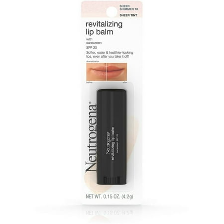 Neutrogena Revitalizing Lip Balm SPF 20, Sheer Shimmer [10], 0.15 oz (Pack of 4)