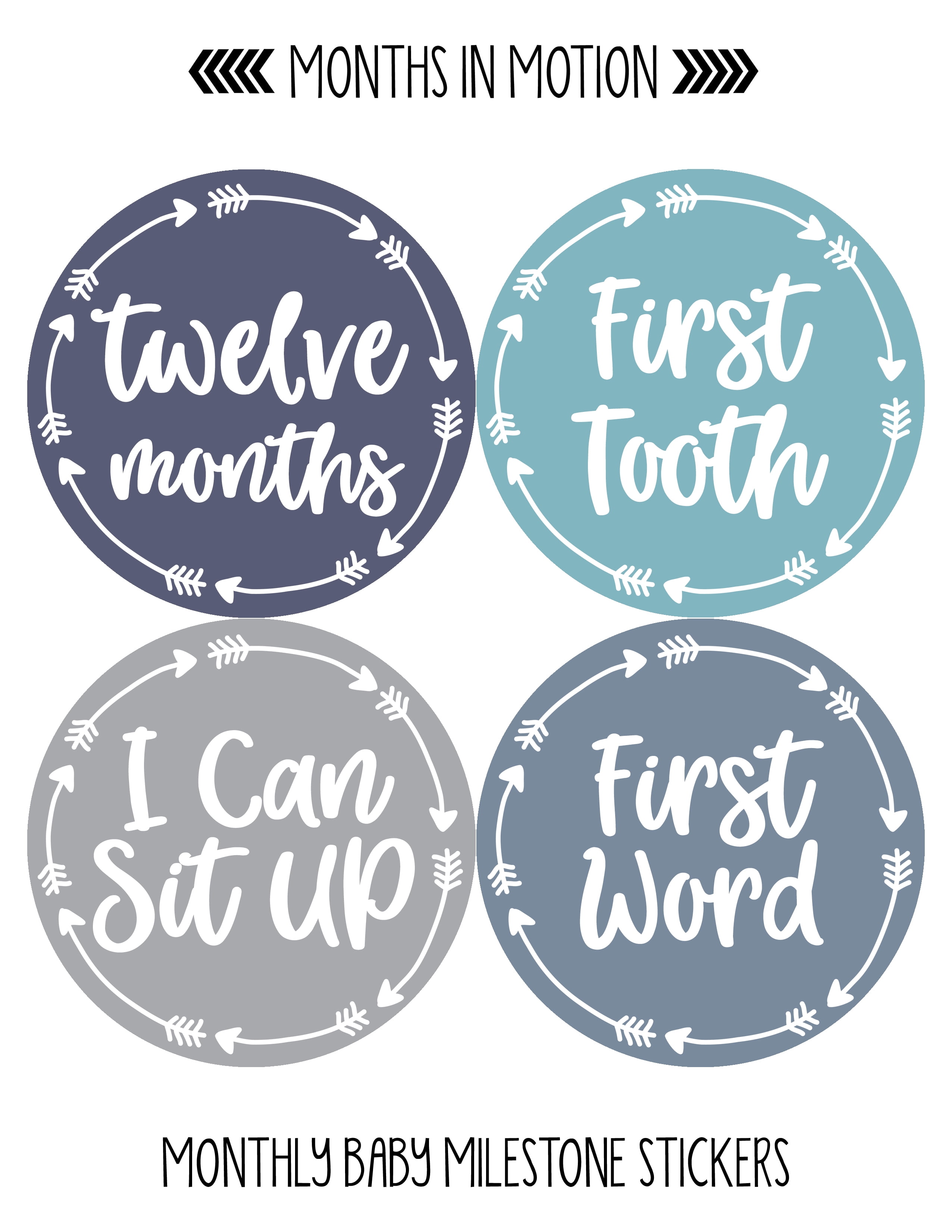PRINTABLE Baby Girl Month Stickers, Milestone Month Stickers