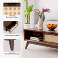 thumbnail image 2 of Jassy Solid Wood Coffee Table 2 Alternate Rattan Drawers, Brownie, 2 of 9