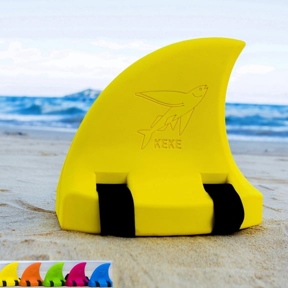 KEKE Back Float Swim Fin Trainer with Elastic Strap, Wearable Shark Fin Swim Float, Buoyancy Foam for Kids Children Toddler Swimming Safety, Yellow