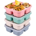 thumbnail image 2 of 4 Pack Kids Snack Containers with Lid 4 Compartment Bento Snack Box Stackable Lunch Snack Container, 2 of 8