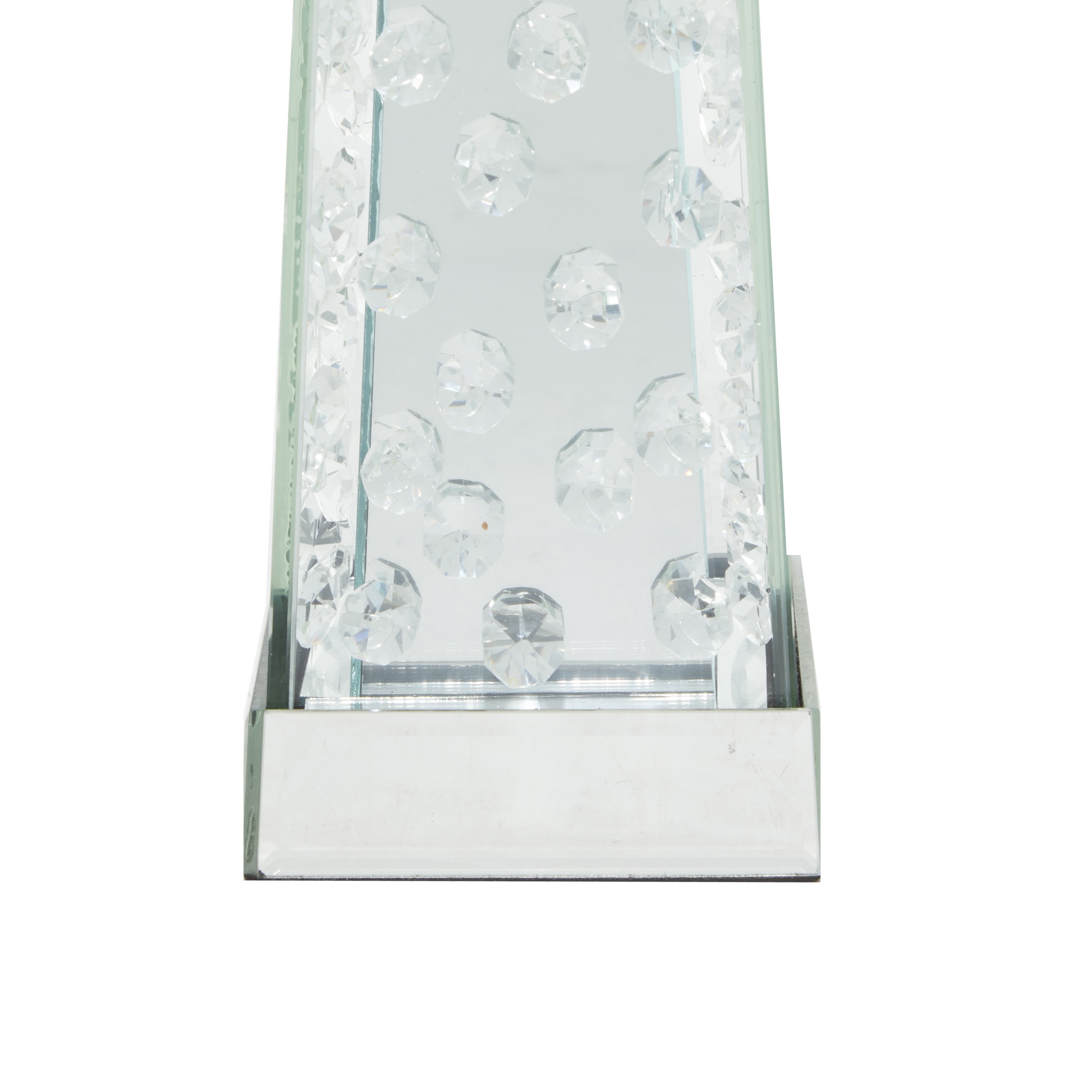 DecMode Silver Glass Mirrored Candle Holder