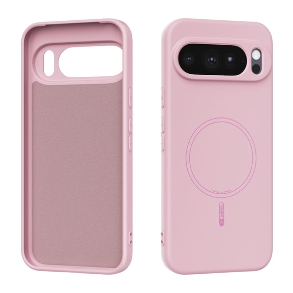 Compatible with Google Pixel 9 Case, [Soft Anti-Scratch Microfiber Lining] Compatible with MagSafe, Silicone Case Shockproof Drop Protection Phone Case for Google Pixel 9, Pink