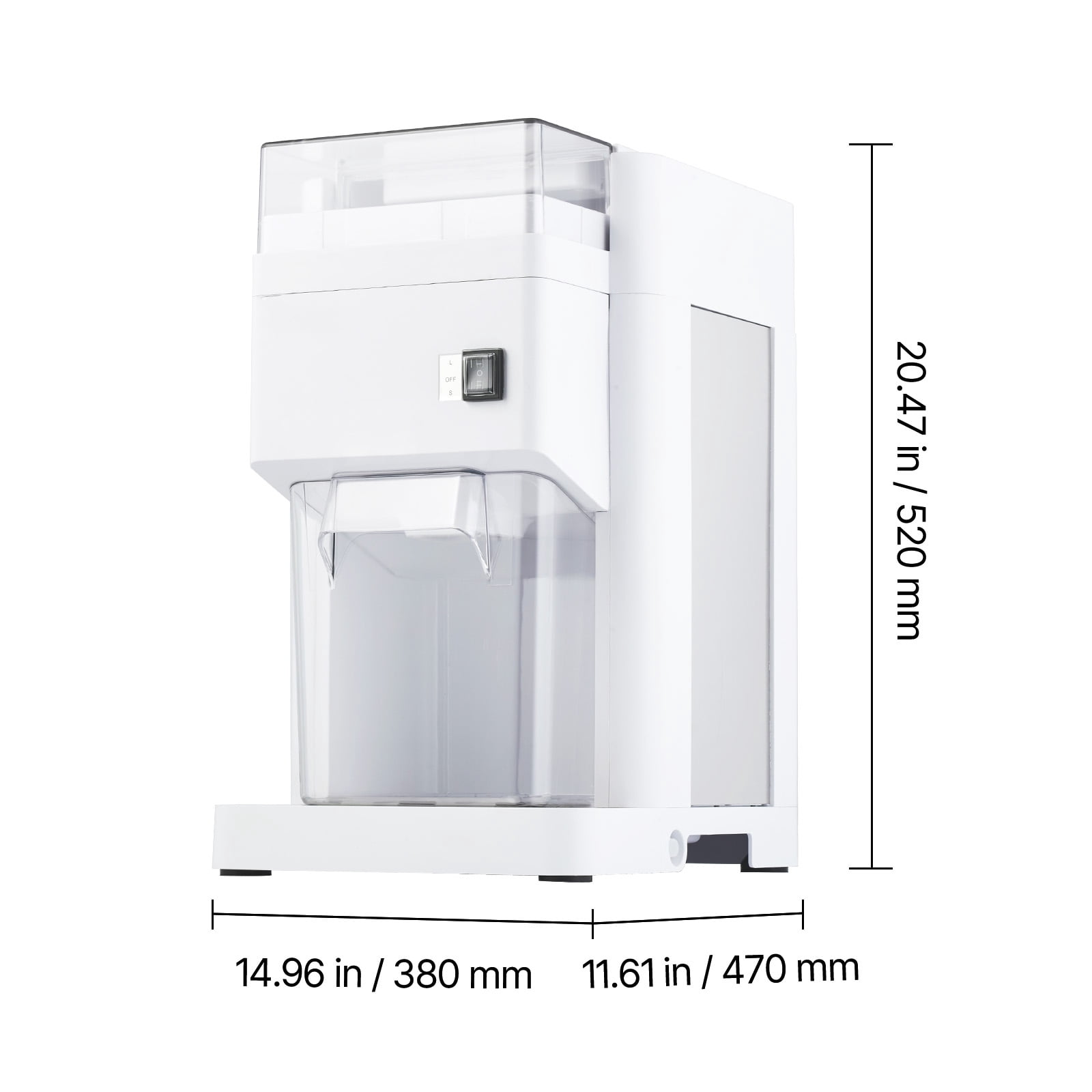 KFFKFF Commercial Ice Shaver Machine with 1.91QT/1.8L Capacity, Electric Ice Crusher Featuring 300W Motor and Stainless Steel Blades, Ideal for Bar Use, Seafood Storage, and Home Gatherings, White