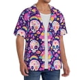 thumbnail image 2 of Pofeuu cute rainbow mushroom Skull Print Mens Casual Short Sleeve Shirts Beach Summer Spread Collar Pocket Tops Men's Casual Short-sleeved Shirt-XX-Large, 2 of 5