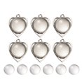 thumbnail image 2 of CIMAXIC 2 Pack of 10 Sets 18mm DIY Retro Jewelry Pendant Accessory DIY Time Tray Pendant Glass Patch Kit DIY Heart Round Trays Bezel Pendant Glass Tiles Set for DIY Crafting Jewelry Making, 2 of 4