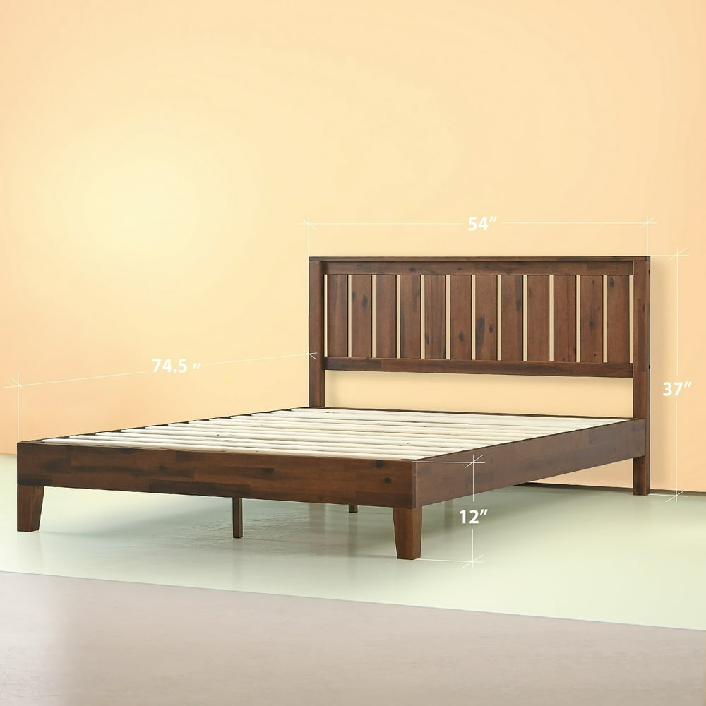 Zinus Priage by Antique Espresso Solid Wood Platform Bed with Headboard