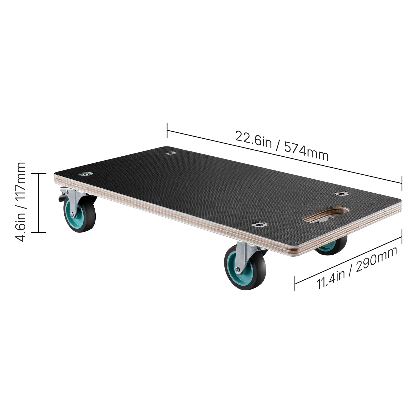 VEVOR Furniture Dolly, 551 lbs Load Capacity, Furniture Moving Dollies with 4 TPR Silent Wheels, Rectangle Multifunctional Flat Dolly for Piano Furniture Couch Washing Machine Fridge, 2 Pack, Black
