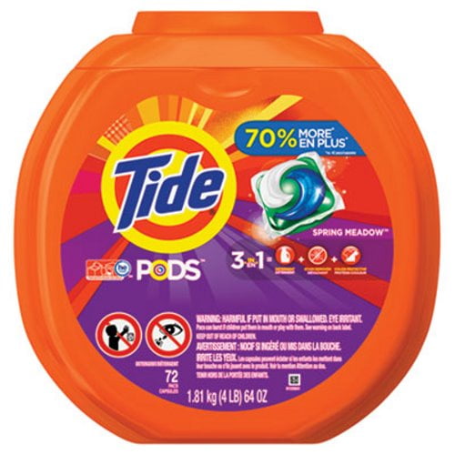 Tide Liquid Laundry Detergent Pods, Spring Meadow, 72 Pods/Pack