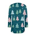 thumbnail image 4 of Women's Fashionable Loose-Fit Casual Cardigan with Christmas Print Mid-Length Coat for Holiday Outfits and Comfortable Wear,Turquoise,S, 4 of 6