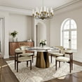 thumbnail image 4 of POVISON 59"Modern White Round Dining Table with Lazy Susan for 6, Glossy Sintered Stone Tabletop, Bronze Carbon Steel Base, 4 of 13