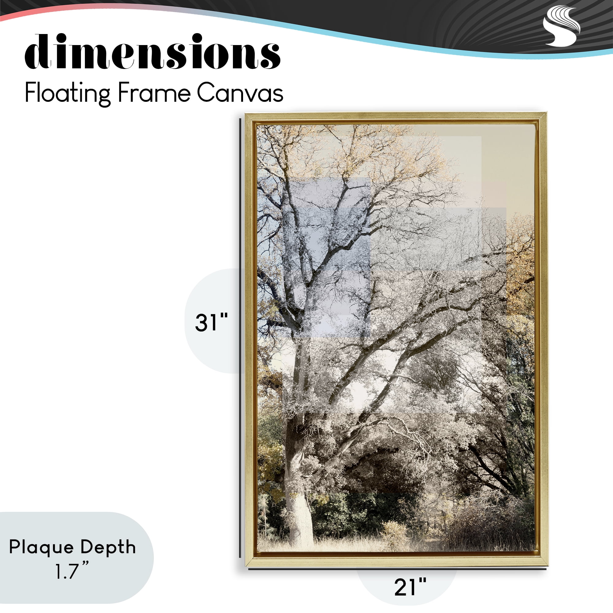 Stupell Industries Tree Collage Layers Gold Framed Floater Canvas Wall Art, design by Gemma Bardot