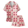 thumbnail image 2 of Tiijoy Big Girls Pajamas Bow Baseball Print Short Sleeve Button Shirt Shorts Sleepwear, 2 of 3