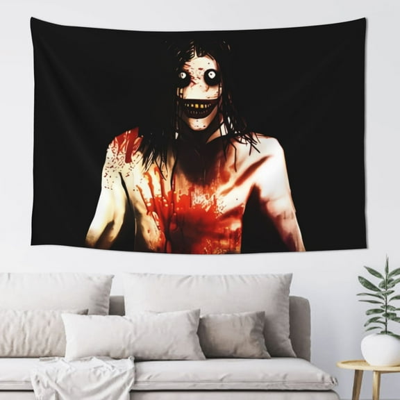 Jeff The Killer Creepypasta Tapestry Wall Hanging Home Decoration Wall Blanket Dormitory Living Room Bedroom Backdrop Poster( 60x40inch)