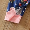 thumbnail image 4 of MHZLDYZ Clearance Outfits for Girls 10-12 Infant Newborn Baby Girls Long Sleeve Floral Print Patchwork Bowknot Romper Jumpsuit With Headbands Outfits Set 2Pcs Outfits for Girls (Blue,9M), 4 of 6