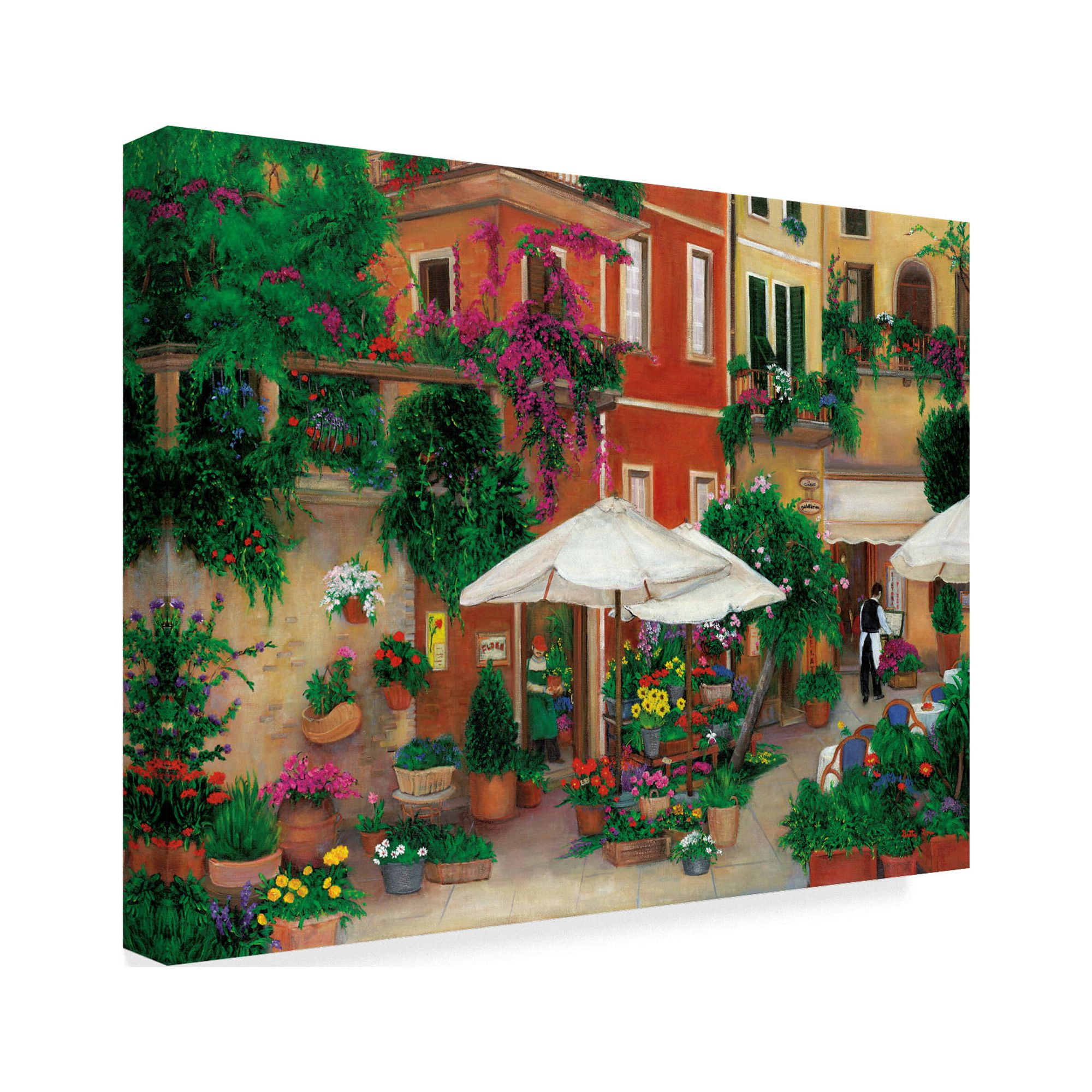 Trademark Fine Art 'Flowers By The Cafe' Canvas Art by Betty Lou