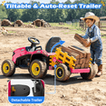 thumbnail image 5 of TOKTOO 24V Powered Ride on Tractor Max 4.3Mph w/ EVA Tires, Tippable Trailer, Remote Control, Tractor Ride on Toy for Kids-Pink, 5 of 9