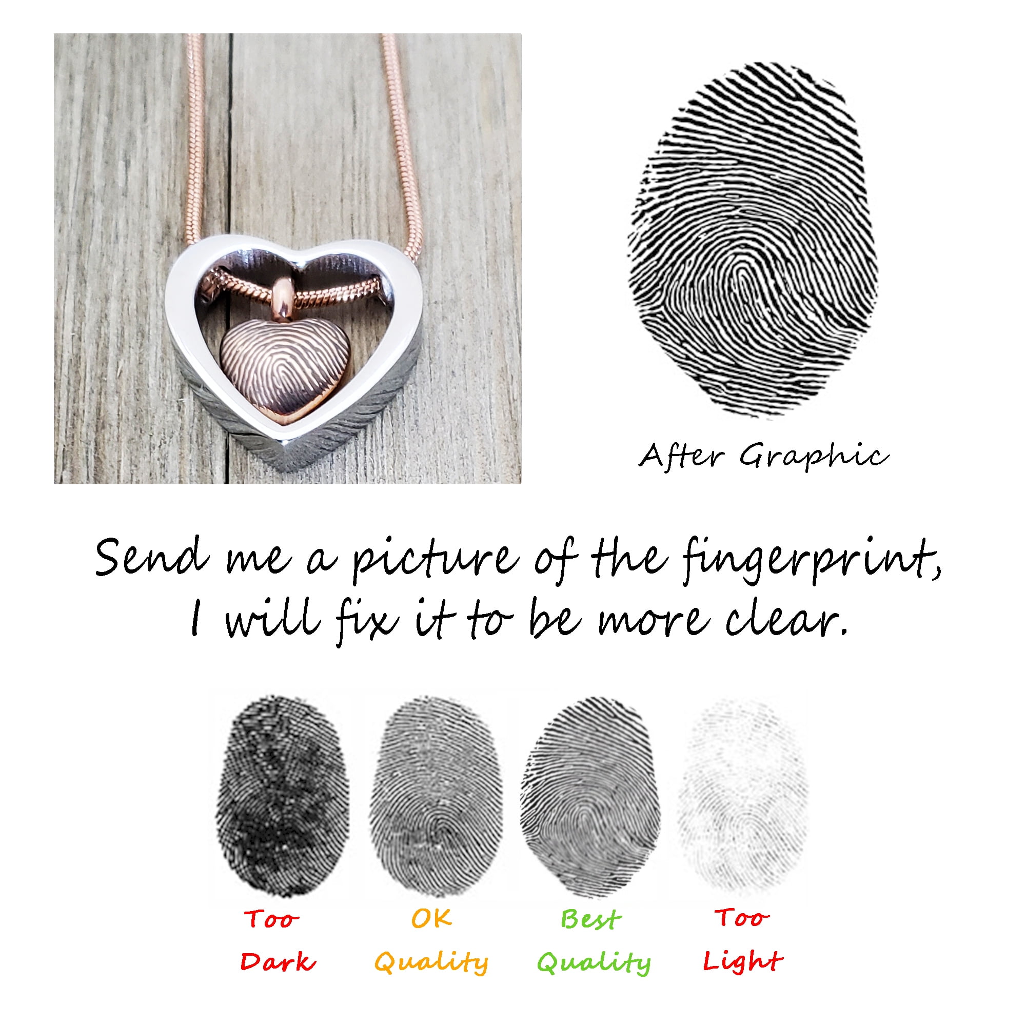 Personalized Silver Fingerprint Drop Heart Cremation Necklace Urn Ashes Holder Stainless Steel Memorial Jewelry with Free Velvet Jewelry Box and Funnel Kit