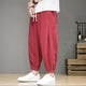 thumbnail image 2 of Pantalones informales de verano de algodón rectos y holgados para hombre - Transpirables, color liso, cintura elástica - Para el día a día/trabajo, 2 of 7