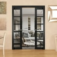 thumbnail image 3 of Quadro 4522 Matte Black 48-in x 84-in with Clear Glass Sliding French Double Pocket Doors | Kit Trims Rail Hardware | Solid Wood Interior Bedroom Sturdy Doors, 3 of 6
